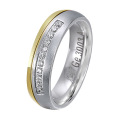 Contemporary Two Tone Flat Comfort Fit Wedding Band Set